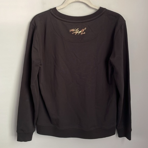 Karl Lagerfeld Black Sweatshirt Studded Cat Face Design Size XS - Picture 2 of 8